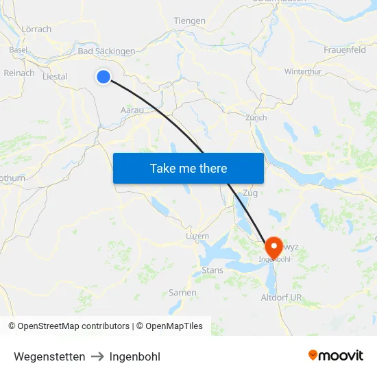 Wegenstetten to Ingenbohl map