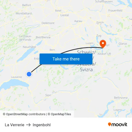 La Verrerie to Ingenbohl map