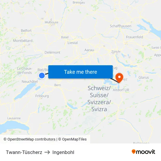 Twann-Tüscherz to Ingenbohl map