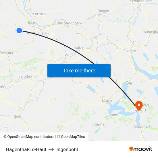 Hagenthal-Le-Haut to Ingenbohl map