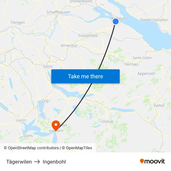 Tägerwilen to Ingenbohl map