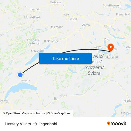 Lussery-Villars to Ingenbohl map