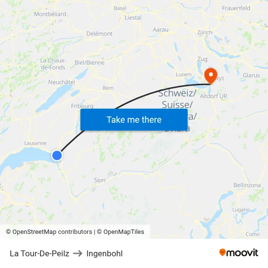 La Tour-De-Peilz to Ingenbohl map