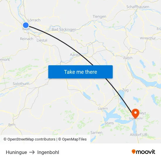 Huningue to Ingenbohl map