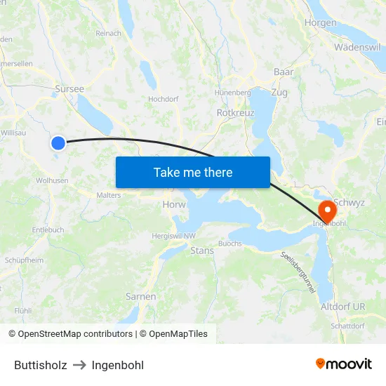 Buttisholz to Ingenbohl map