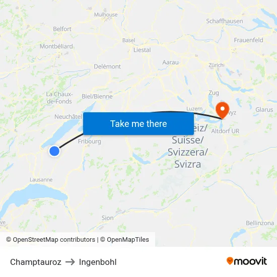 Champtauroz to Ingenbohl map
