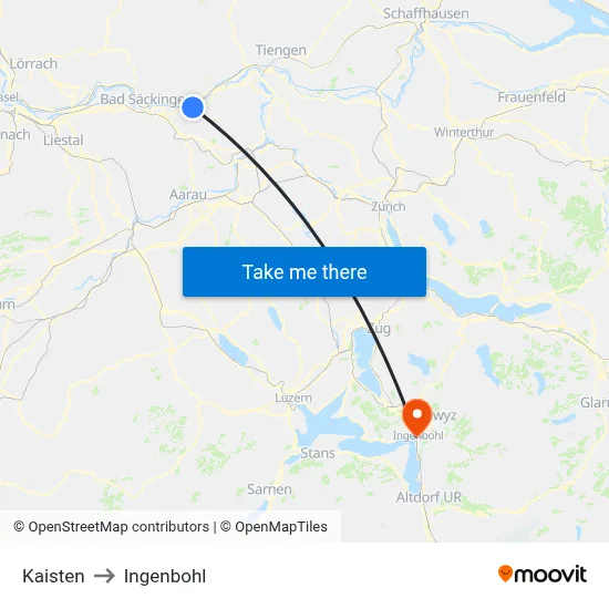 Kaisten to Ingenbohl map