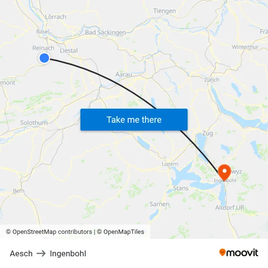 Aesch to Ingenbohl map