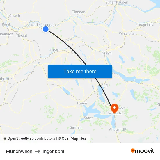 Münchwilen to Ingenbohl map