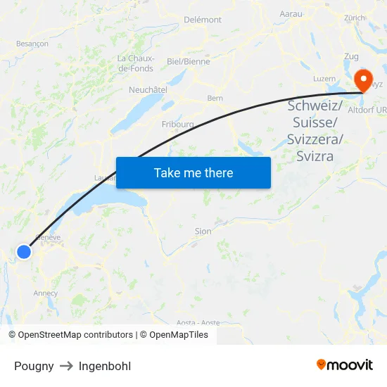 Pougny to Ingenbohl map