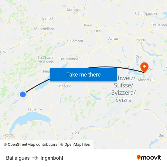 Ballaigues to Ingenbohl map