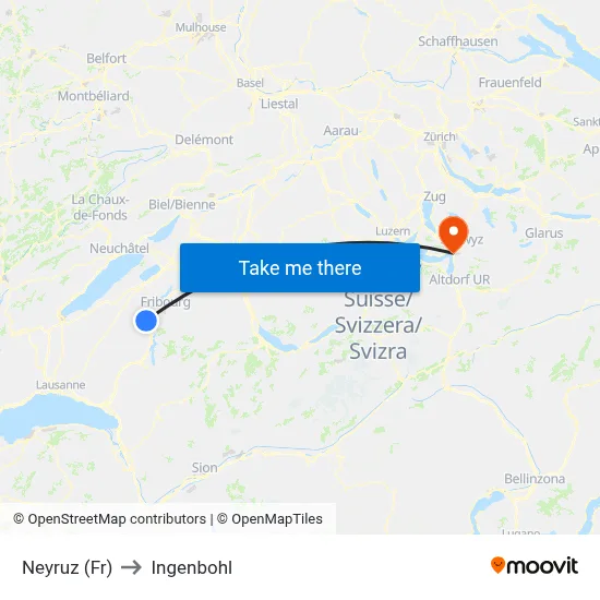 Neyruz (Fr) to Ingenbohl map