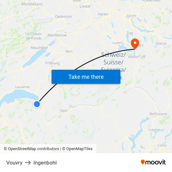 Vouvry to Ingenbohl map
