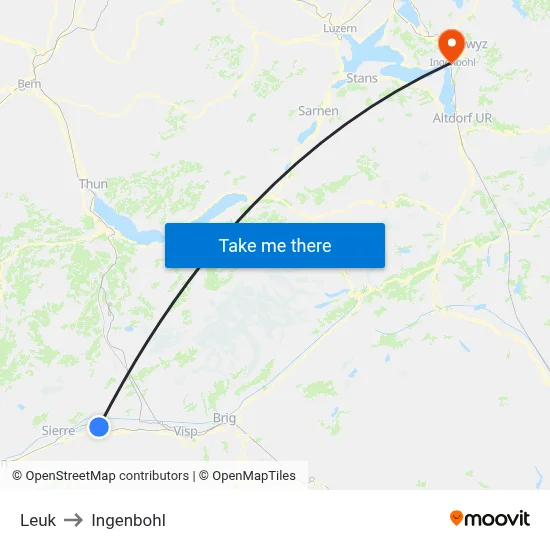 Leuk to Ingenbohl map