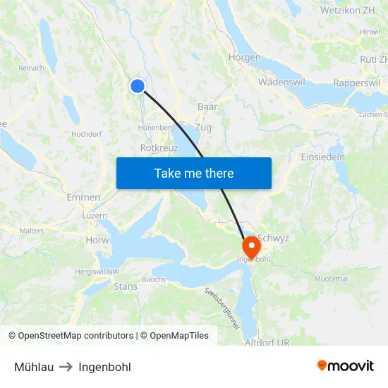 Mühlau to Ingenbohl map