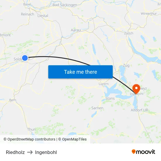 Riedholz to Ingenbohl map