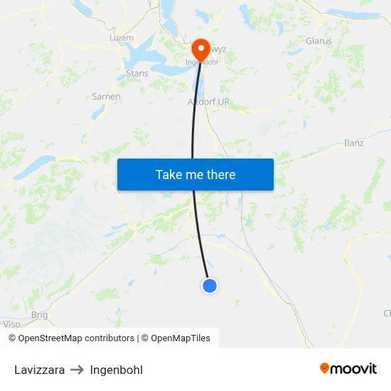Lavizzara to Ingenbohl map