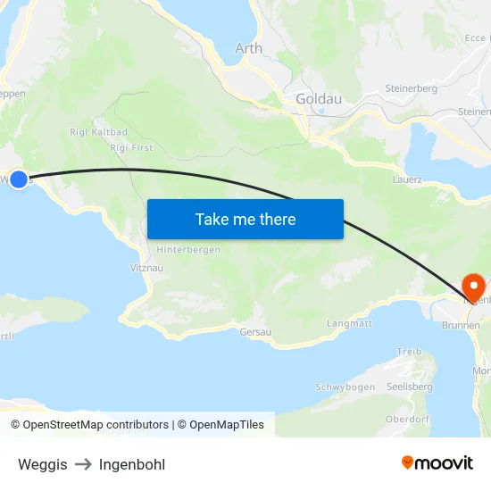 Weggis to Ingenbohl map