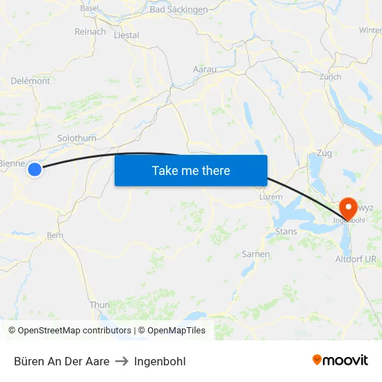 Büren An Der Aare to Ingenbohl map