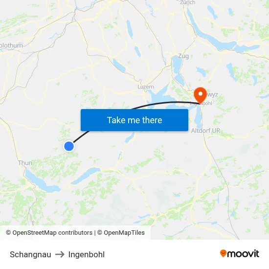 Schangnau to Ingenbohl map