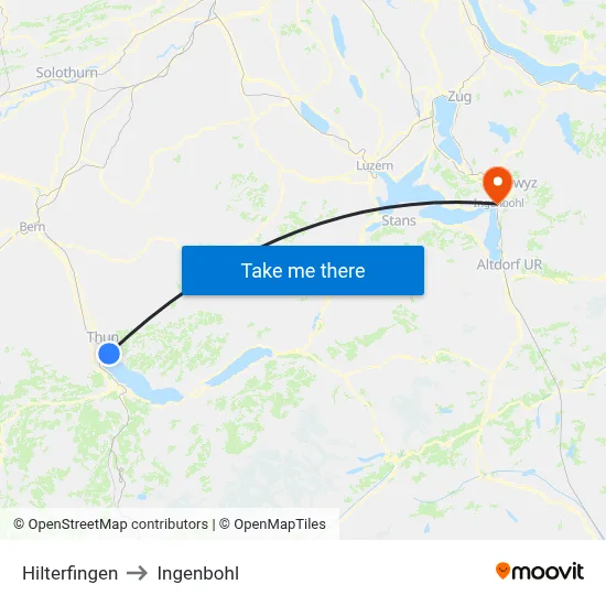 Hilterfingen to Ingenbohl map