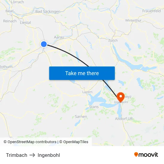 Trimbach to Ingenbohl map