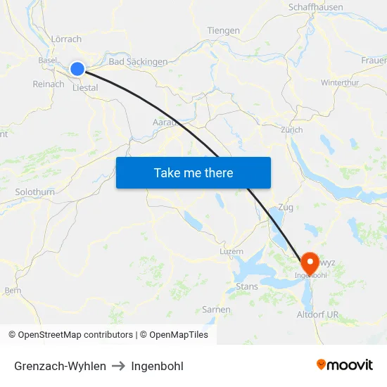 Grenzach-Wyhlen to Ingenbohl map