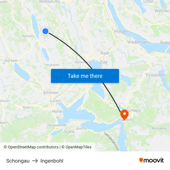 Schongau to Ingenbohl map