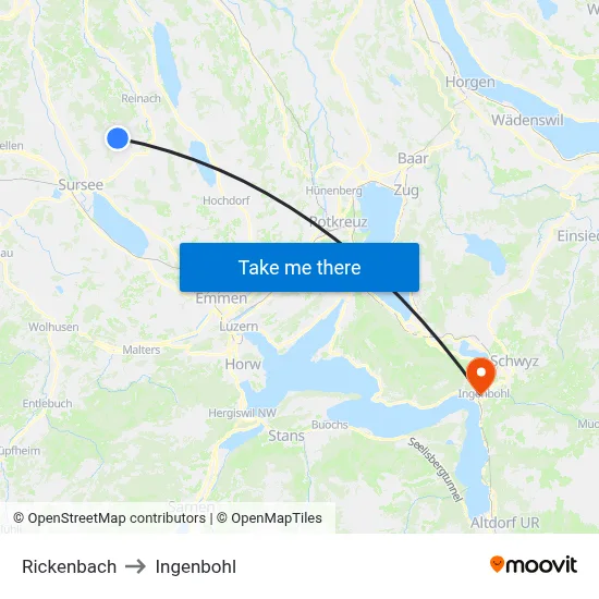 Rickenbach to Ingenbohl map