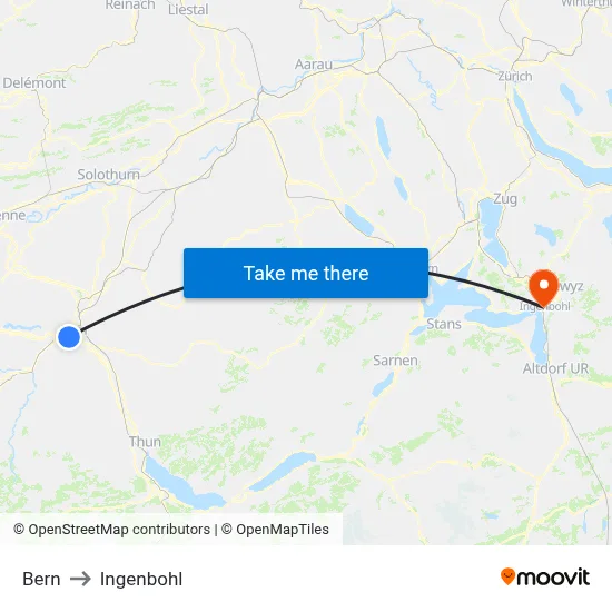 Bern to Ingenbohl map