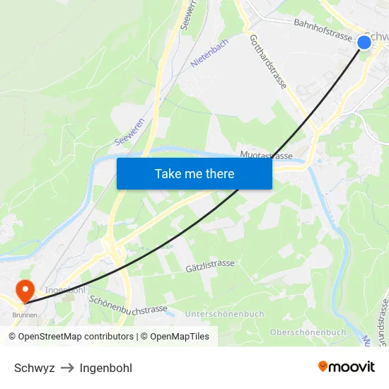 Schwyz to Ingenbohl map