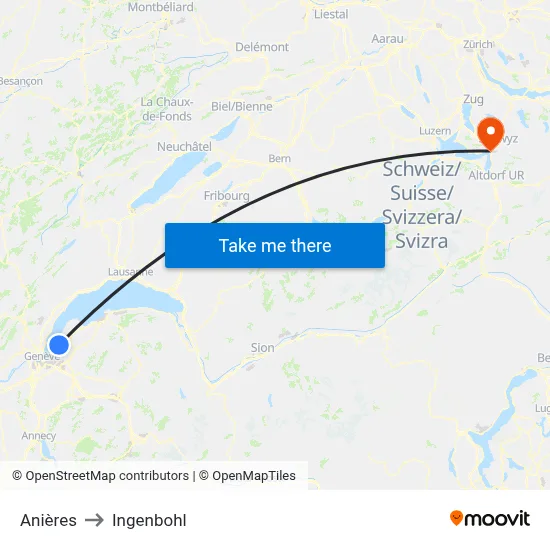 Anières to Ingenbohl map