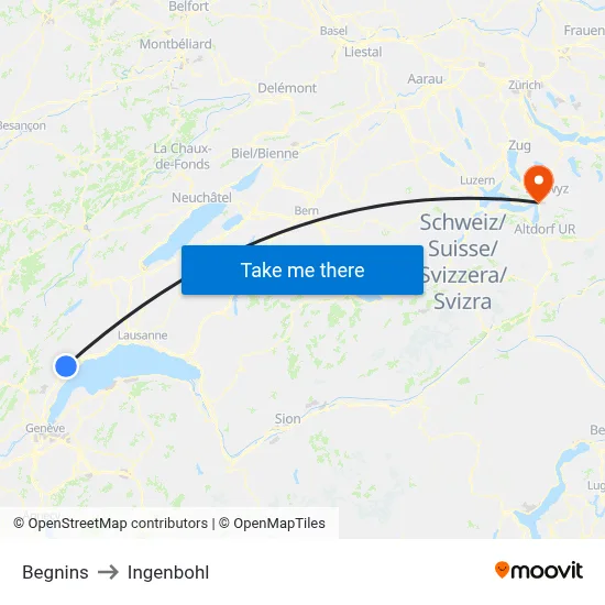 Begnins to Ingenbohl map