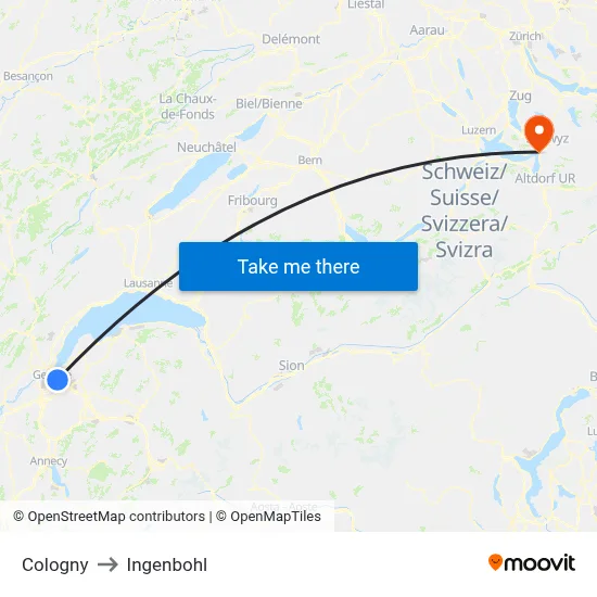 Cologny to Ingenbohl map