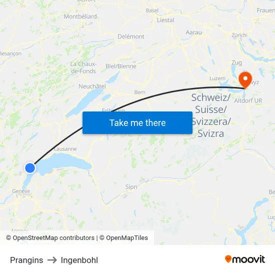 Prangins to Ingenbohl map