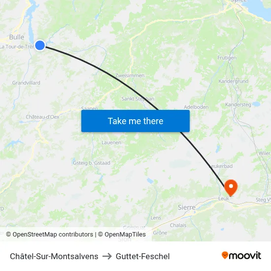Châtel-Sur-Montsalvens to Guttet-Feschel map