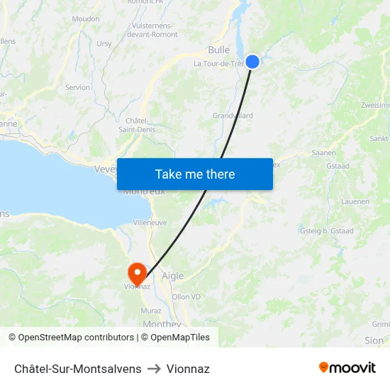 Châtel-Sur-Montsalvens to Vionnaz map