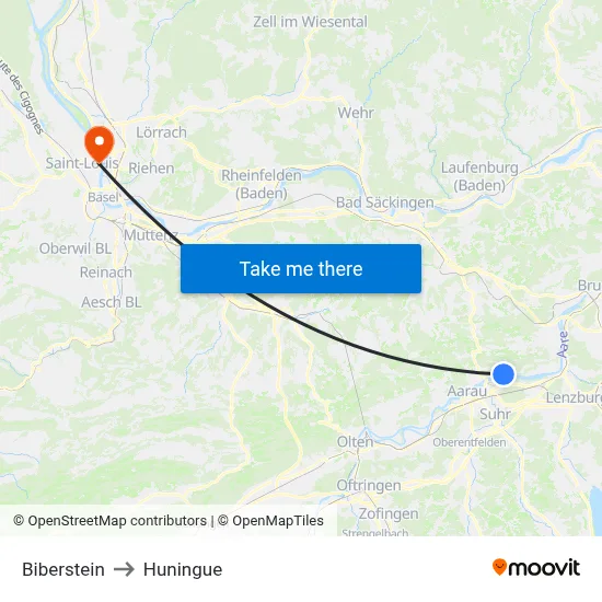 Biberstein to Huningue map