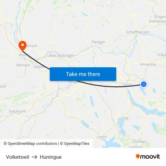 Volketswil to Huningue map