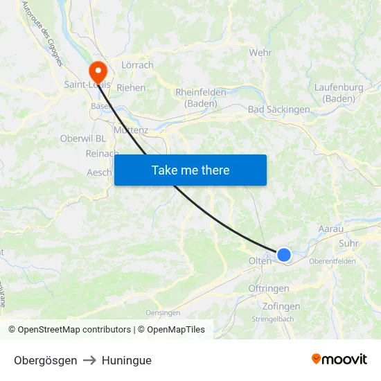Obergösgen to Huningue map