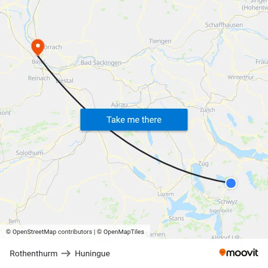 Rothenthurm to Huningue map