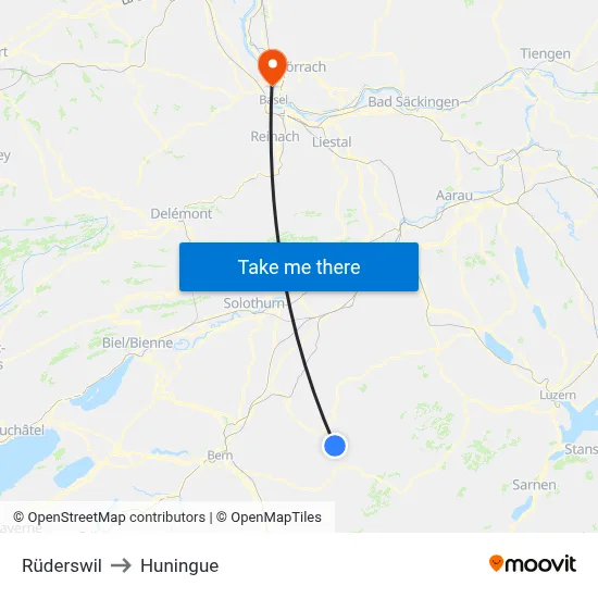 Rüderswil to Huningue map