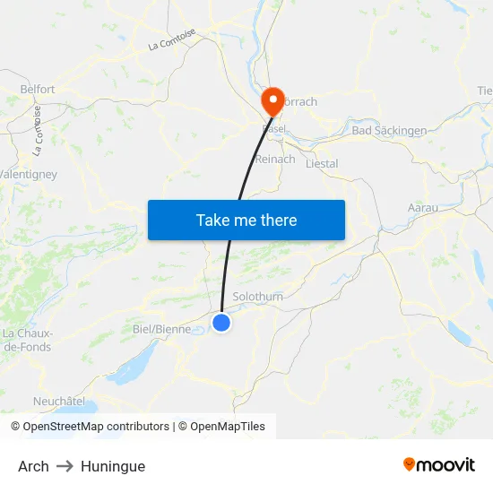 Arch to Huningue map
