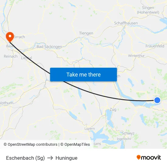 Eschenbach (Sg) to Huningue map