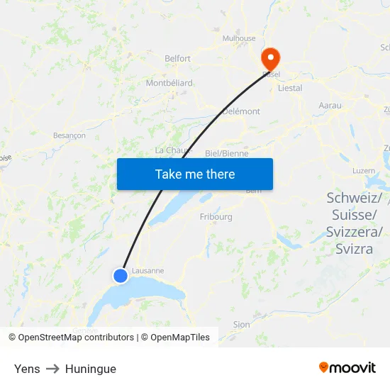 Yens to Huningue map