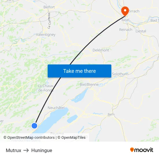 Mutrux to Huningue map