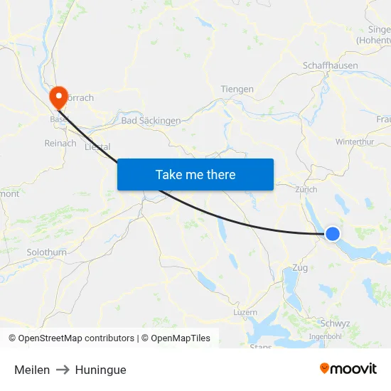 Meilen to Huningue map