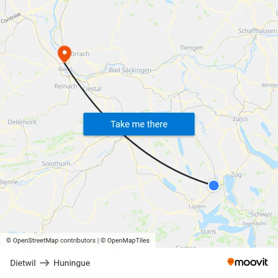 Dietwil to Huningue map