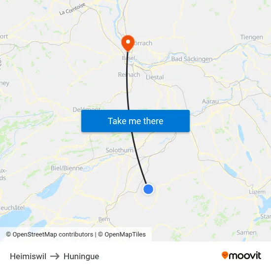 Heimiswil to Huningue map
