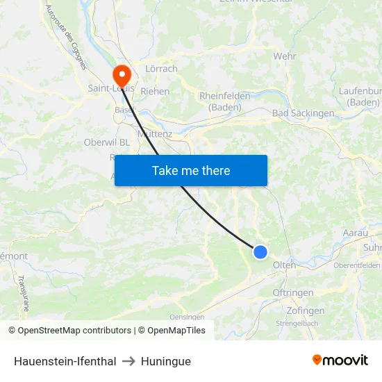 Hauenstein-Ifenthal to Huningue map